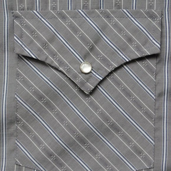 vintage Express Riders Snap Button Western Shirt Men's Size XLGray Dobby Stripe - Picture 4 of 4